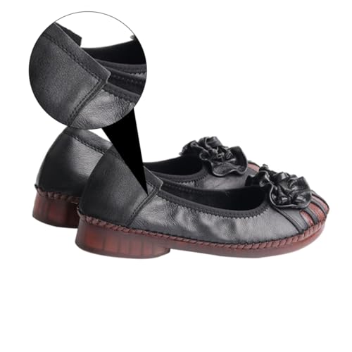Healvian 1 Paar Vintage geblümte Wohnungen Retro-Lederschuhe rutschfeste Freizeitschuhe Frauen Wohnungen Flache Schuhe aus Rindsleder Sohle: Gummi Schwarz Healvian 1 Paar Vintage geblümte Wohnungen Retro-Lederschuhe rutschfeste Freizeitschuhe Frauen Wohnungen Flache Schuhe aus Rindsleder Sohle: Gummi Schwarz von Healvian