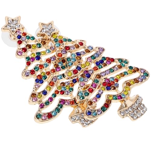 Healvian 1 Paar Weihnachtsohrhänger Damen Extravaganter Christbaum Design Ohrringe mit Funkelnden Strasssteinen Leicht und für Festliche Anlässe und Alltägliches Tragen von Healvian