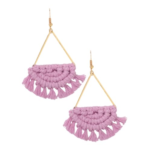 Healvian 1 Paar gezackte Ohrringe Schmuck im böhmischen Stil Strandohrringe gewebte Ohranhänger weiblicher Ohrschmuck fächerförmige Ohrringe Modeschmuck Stoff Violett von Healvian