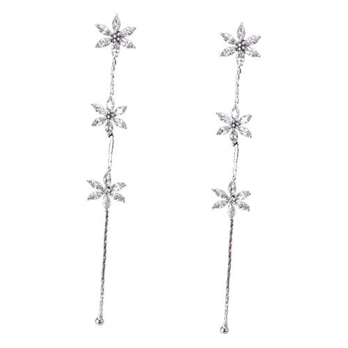 Healvian 1 Paar ungelochte Ohrclips allergiefreie Ohrringe Schneeflockenohrringe Ohrstecker mit Schneeflocken Silber von Healvian