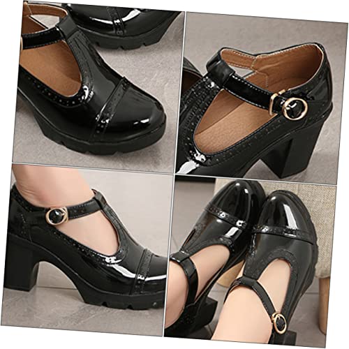 Healvian 1 Paar wasserdichte Plattform High Heels Blau Schuhe für Frauen Schwarz Weiß hoch Arbeitsschuhe Sommerschuhe Elegante Schuhe Obermaterial: Mikrofaser Black von Healvian