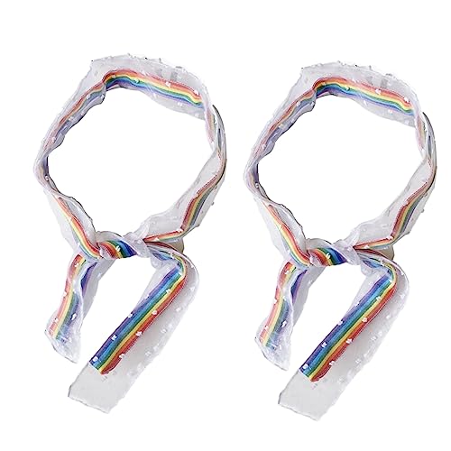Healvian Regenbogen Haarreif Aus Mesh Lace Stoff Für Frauen Und Mädchen Haarband in Regenbogenfarbe Für Alltag Und Party von Healvian
