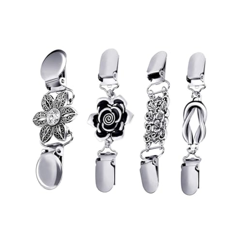 Healvian Retro Legierung Strickjacke Kragen Clips 4 Stücke Schal Clips Breastpin Pin Set von Healvian