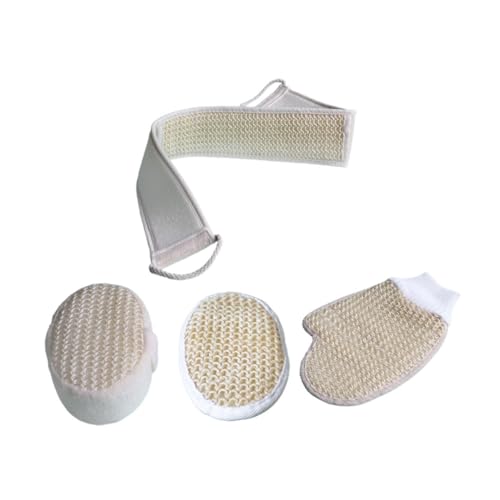 Healvian 1 Satz Badetuch-set Scheuerhandschuh Riemen Zurückreiben Rückenschrubberband Schrubberband Für Die Dusche Haushaltsbadversorgung Reiben Sie Den Rückzugsstreifen Beige Sisal von Healvian