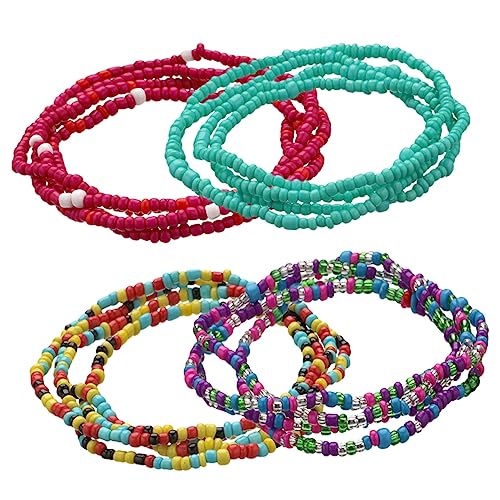 Healvian 4stücke Taillenperlen Für Frauen Bauchkette Aus Glasperlen Elastischer Faden Leicht Anzuziehen Als Halskette Armband Oder Fußkettchen Zu Verwenden Passend Für Strand Und Sommer von Healvian