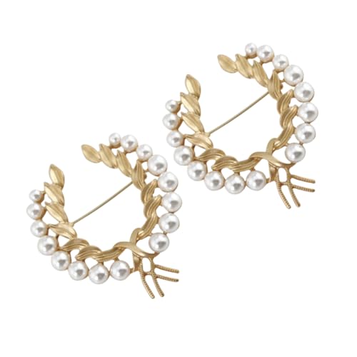 Healvian 2stücke Weizen Brosche Anstecknadel Perlenbrosche Damen Kleidung Zubehör Party Broschen Für Frauen Corsage Hüte Schals Taschen von Healvian