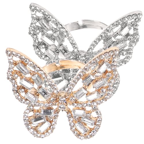 Healvian 1 Satz Damen Schmetterlingsringe Mit Eleganter Schmuck Legierung Für Täglichen Gebrauch Besondere Anlässe Für Valentinstag 2 Stück von Healvian