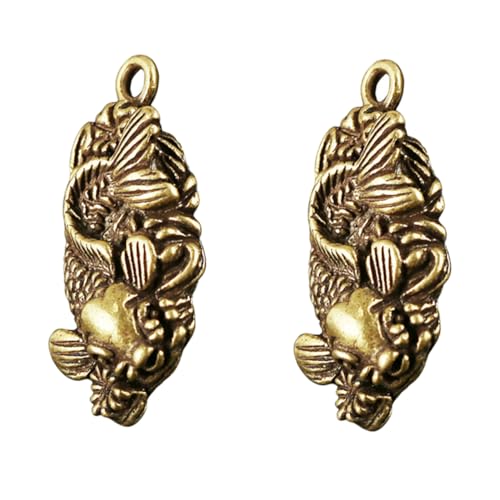 Healvian 2stücke Schlüsselring Anhänger Aus Messing Mit Karpfenmotiv Hängendes Fisch Schlüsselanhänger Zubehör Für Auto Und Bürodekoration Leicht Und Tragbar von Healvian