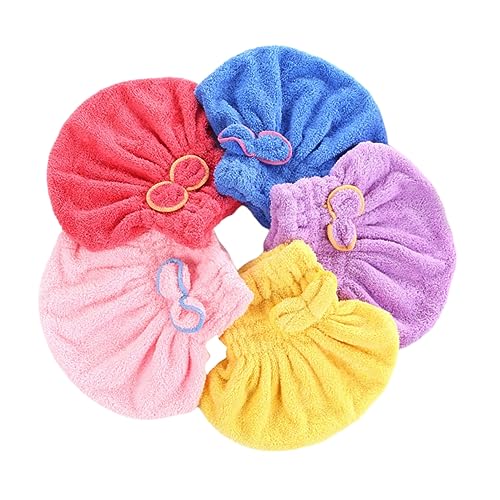 Healvian 1 Satz Fluffy Haarturban mit Doppelter Schleife Schnelltrocknende Saugfähige Badekappe für Damen für Alltag Fitness und Reisen Farben Zufällig Zufällige Farbe Zufällige Farbe von Healvian