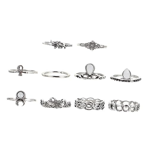 Healvian 1 Satz Frauen Fingerring Geldgeschenke Weihnachten Weichnachtsgeschke Geburtstags Silberring Persönlichkeitsring Ringschmuck Legierung Ringe Silver 10 Stück Healvian 1 Satz Frauen Fingerring Geldgeschenke Weihnachten Weichnachtsgeschke Geburtstags Silberring Persönlichkeitsring Ringschmuck Legierung Ringe Silver 10 Stück von Healvian