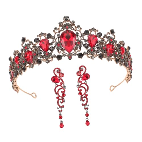 Healvian 1 Satz Haarzubehör Ohrringe Set Junggesellin Braut- Prinzessin Krone Brautjungfer Tiara Gast Sei Party Abschlussball Dressing Hochzeit Für Haarschmuck Brautschmuck Strasssteine von Healvian