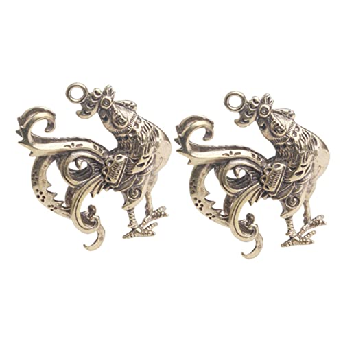 Healvian 2stücke Hahn Anhänger Messing Hänge Ornament Diy Schlüsselanhänger Tierkreiszeichen Handwerk Schmuck von Healvian