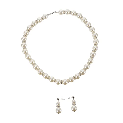 Healvian 1 Satz Halskette Und Ohrring Ohrringe Braut- Schmuck Klobig Zierlich Perle Halsketten Weiß Plastik Healvian 1 Satz Halskette Und Ohrring Ohrringe Braut- Schmuck Klobig Zierlich Perle Halsketten Weiß Plastik von Healvian