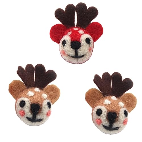 Healvian 3stücke Filz-brustnadel Mit Geweih-design Kreative Brosche Für Weihnachts-feier Anzug-brustnadel Accessoire Für Kleidung Und Hut von Healvian
