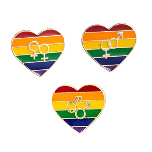 Healvian 1 Satz Herzförmige Brosche Stolz Dekorationen Stellnadel Ansteckblume Regenbogenfahne Regenbogenflagge Geschenkidee Kleidungsetiketten Zinklegierung Anstecknadeln 3 Stück von Healvian