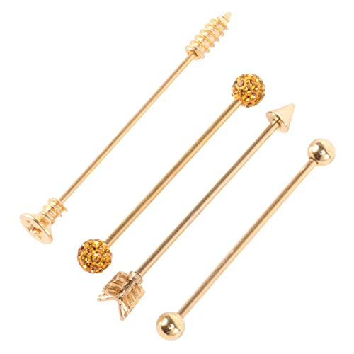 Healvian 1 Satz Industrielle Barbell Ohrringe mit Design für Doppelte Ohrlöcher Goldene Farbe Einzigartiger Ohrschmuck für Damen und Herren von Healvian