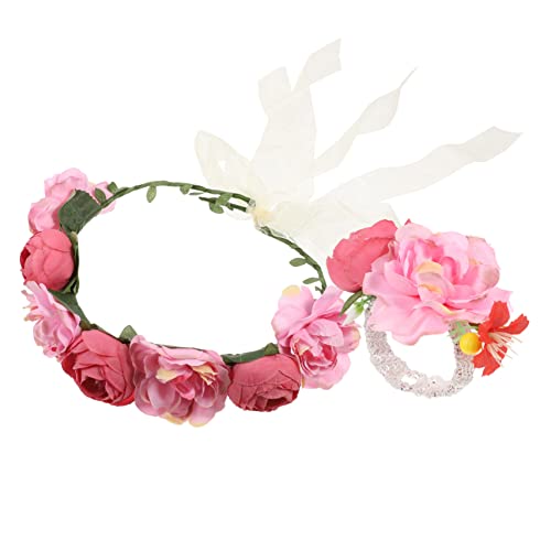 Healvian 1satz Blumenkranz Und Handgelenk-corsage Set Für Braut Elegante Hochzeitsaccessoires Für Braut Brautjungfer Und Blumenmädchen Für Festliche Anlässe von Healvian