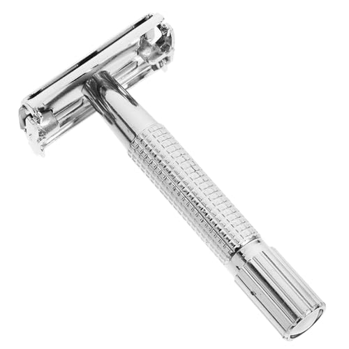 Healvian 1 Satz Manueller Rasierer Sicherheitsrasierer mit Langem Griff für Bartpflege Rostfreier Doppel Klingen Rasierer für Präzises Shaving Aller Barttypen von Healvian