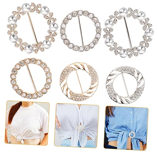 Healvian 6stücke Metall Schal Schnalle Mit Strass Und Perle Dekorativer Schalverschluss Tragbarer Hemdclip Für Täglichen Gebrauch von Healvian