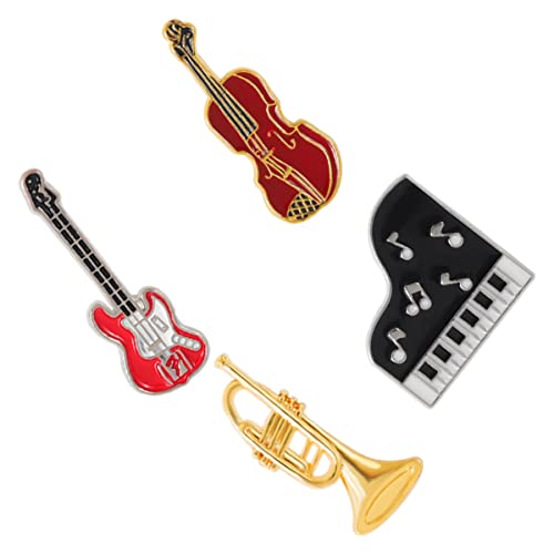 Healvian 1 Satz Musikalische Instrumente Broschen Kreative Legierungsanstecker Für Kleidung Gitarre Violine Für Taschen Hüte Accessoires 4 Stück von Healvian