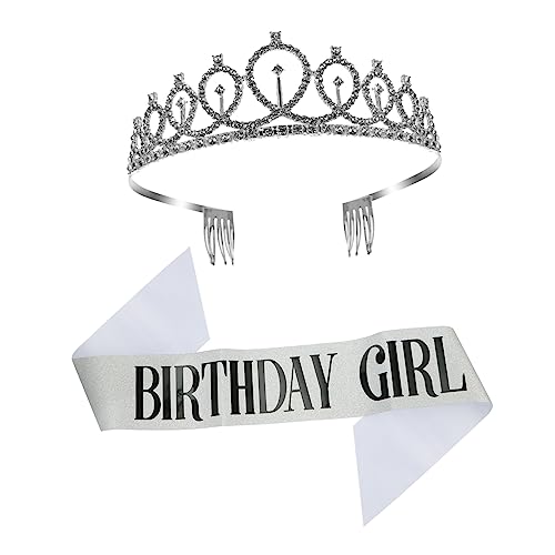 Healvian 1satz Geburtstagskrone Und Schärpe Für Mädchen Kreatives Geburtstagsdekor Strapazierfähige Krone Und Stoffschärpe Für Unvergessliche Feiern Für Geburtstagsfeiern Und von Healvian