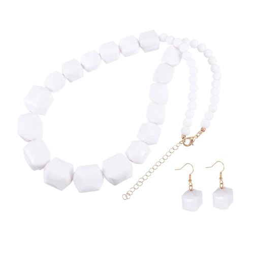 Healvian 1 Satz Perlenkette -Ohrring -Set Acrylschmuck Acryl-Schmuckset für Mädchen weibliches Schmuckset Acryl-Ohrring eleganter damenschmuck schicke Damenohrringe Partyschmuck Weiß Healvian 1 Satz Perlenkette -Ohrring -Set Acrylschmuck Acryl-Schmuckset für Mädchen weibliches Schmuckset Acryl-Ohrring eleganter damenschmuck schicke Damenohrringe Partyschmuck Weiß von Healvian