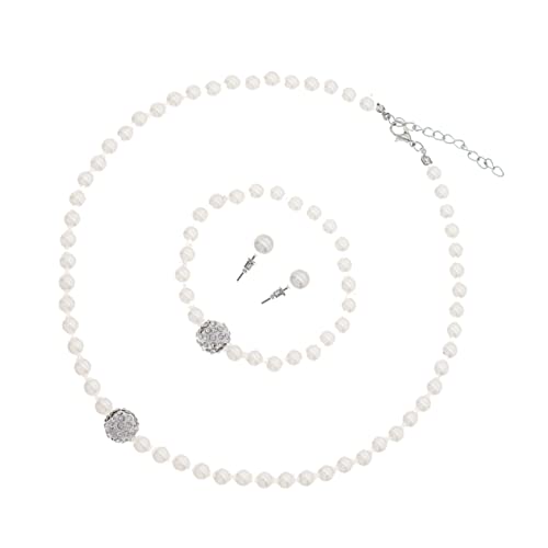 Healvian 1 Satz Perlenkette mit Ohrringen und Armband für Hochzeiten Hochwertiger Modeschmuck Silber für Bräute und Festliche Anlässe Healvian 1 Satz Perlenkette mit Ohrringen und Armband für Hochzeiten Hochwertiger Modeschmuck Silber für Bräute und Festliche Anlässe von Healvian