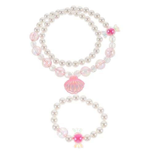 Healvian 1 Satz Perlenkettenarmband Set Partykette Halskette All-match-hals-accessoire Perlenhalsschmuck Hand Oberleitung Halsschmuck Für Rosa Kunststoff von Healvian