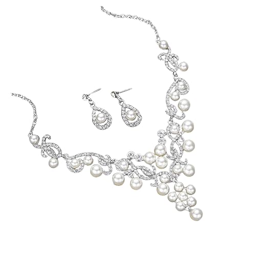 Healvian 1 Satz Perlenschmuck Ohrringe Halskette Braut- Brautjungfer Fallen Hochzeit Zierlich Brautschmuck Weiß Healvian 1 Satz Perlenschmuck Ohrringe Halskette Braut- Brautjungfer Fallen Hochzeit Zierlich Brautschmuck Weiß von Healvian