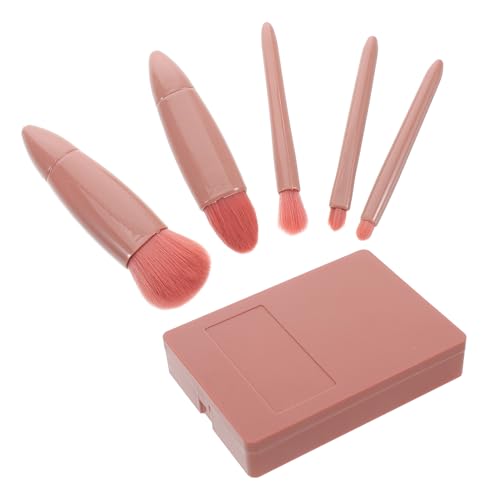 Healvian 1 Satz Reise Kosmetikpinsel Set mit Spiegelbox Teiliges Mini Makeup Brush Set für Damen Leicht und Tragbar für Unterwegs Umfasst Foundation und Augenpinsel von Healvian