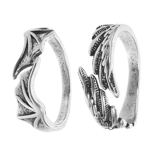 Healvian 1 Satz Retro Verstellbarer Ring Mit Und Fledermausflügel Für Offener Ring Anpassbar Und Elegant Für Partys Und Alltag 2 Stück Healvian 1 Satz Retro Verstellbarer Ring Mit Und Fledermausflügel Für Offener Ring Anpassbar Und Elegant Für Partys Und Alltag 2 Stück von Healvian