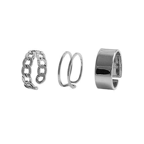 Healvian 1 Satz Split-ring-set Finger Silber Ringe Für Graceling Jahrestage Die Bescherung Hochzeitsdirndl Weichnachten Ringschmuck Einfacher Knöchelring Frauen Schmuck Legierung 3 Stück von Healvian