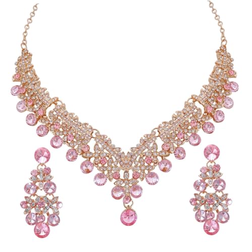 Healvian 1 Satz Strass -Halskette -Ohrring -Set königlich Halskette mit Strasssteinen die Halskette Perlen Mädchen Halskette valentinstag schmuck Zinklegierung Rosa Healvian 1 Satz Strass -Halskette -Ohrring -Set königlich Halskette mit Strasssteinen die Halskette Perlen Mädchen Halskette valentinstag schmuck Zinklegierung Rosa von Healvian