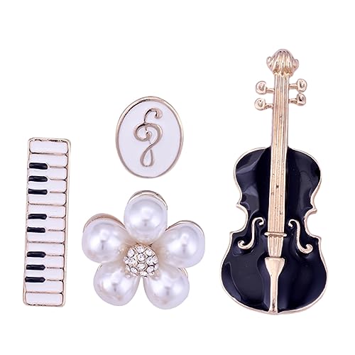 Healvian 4stücke Kragennadel Blumenbrosche Geigennadel Anstecknadel Für Musikinstrument Broschennadel Brosche Pin von Healvian