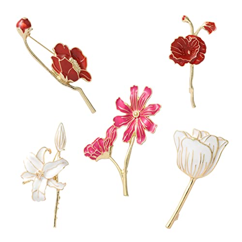 Healvian 1 Satz Teiliges Blumenbroschen Legierung Corsage Brustnadel Für Kleidung Vielseitige Dekoration Für Hochzeiten Und Formelle Anlässe 5 Stück von Healvian