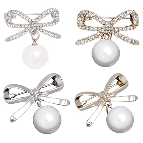 Healvian 1 Satz Teiliges Bowknot Broschen Mit Strass Und Kunstperlen Peeping Broschen Langlebiger Legierung Für Vielseitige Outfits 4 Stück von Healvian