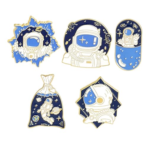 Healvian 1 Satz Teiliges Cartoon Astronaut Broschenpin Leichte Legierungsabzeichen Für Kleidung Taschen Und Accessoires Einzigartiger Schmuck Für 5 Stück von Healvian