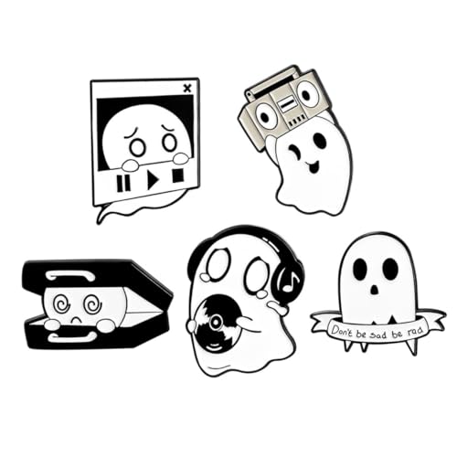 Healvian 1 Satz Teiliges Cartoon Brosche Pin Mit Geistermuster Legierungs Brosche Für Kleidung Taschen Hüte Schals Für Halloween Feiern 5 Stück von Healvian