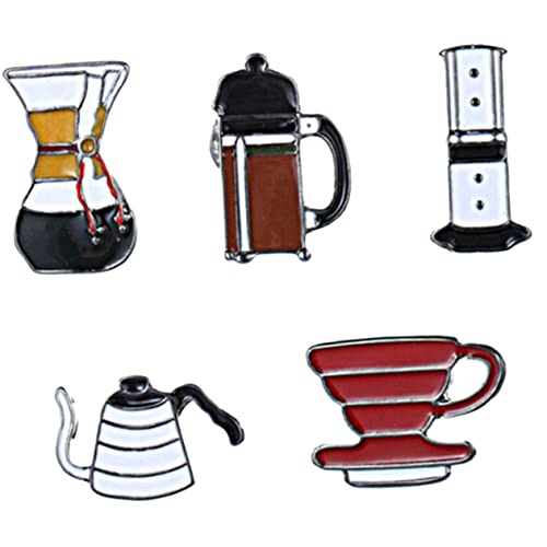 Healvian 5stücke Kaffee Pin Kaffee Tassen Töpfe Brosche Rucksäcke Pin Kleidung Revers Decor Kaffeeanstecknadel Kaffeebroche Kreativästhetisch Emailleästhetisch von Healvian
