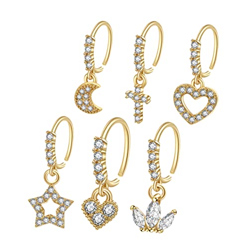 Healvian 1 Satz Teiliges Nasenringe Für Damen Mit Zirkonia Nasenclips Mit Stern Design Für Partys Hautfreundlich 6 Stück Healvian 1 Satz Teiliges Nasenringe Für Damen Mit Zirkonia Nasenclips Mit Stern Design Für Partys Hautfreundlich 6 Stück von Healvian