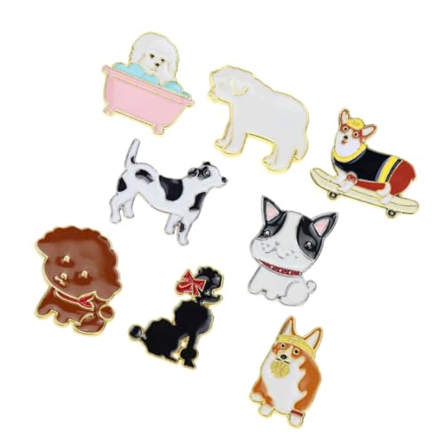 Healvian 1 Satz Teiliges Niedliche Cartoon Hundebroschen Kreative Anstecknadeln Für Kleidung Taschen Accessoires Für Modebewusste Hochwertigem Material Gefertigt 8 Stück von Healvian
