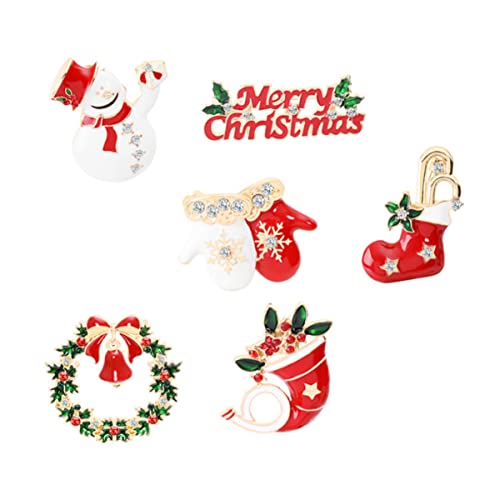 Healvian 1 Satz Teiliges Weihnachts Cartoon Brosche Anstecker Für Haarschmuck Und Pullover Süße Partyabzeichen Für Damen Und Dekoration Für Festliche Anlässe 6 Stück von Healvian