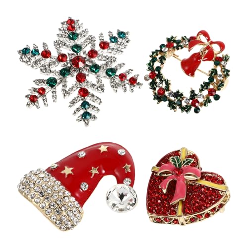 Healvian 1 Satz Teiliges Weihnachtsbroschen Mit Funkelnden Strasssteinen Lustige Und Anstecknadeln Für Festliche Outfits Geeignet Zur Dekoration Von Kleidung Und Taschen 4 Stück von Healvian