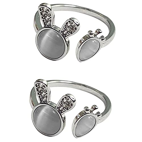 Healvian 1 Satz Verstellbare Mädchenringe Mit Kaninchen Niedliche Finger Ringe Perfektes Für Frauen Teenager Für Partys Täglichen Gebrauch 2 Stück von Healvian