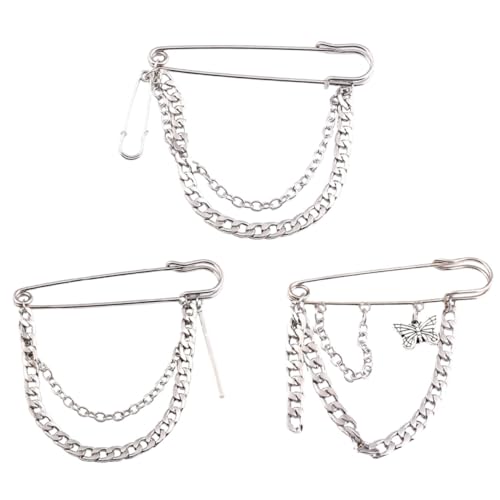 Healvian 1 Satz Vintage Broschen Hip Hop Ketten Brustnadel Kleidung Corsage Dekorative Anstecker Für Outfits 3 Stück von Healvian