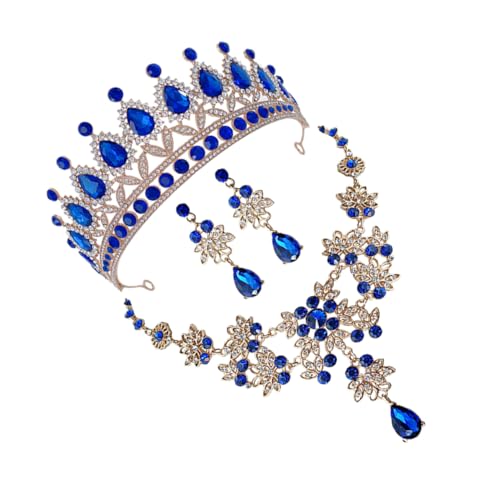 Healvian 1 Set Brautkleid Accessoires Set Halskette Tiara Gold Anlassschmuck Krone Abschlussball Strasssteine Party Für Frauen Schillernde Brautjungfern Funkelnde Ohrringe Für von Healvian