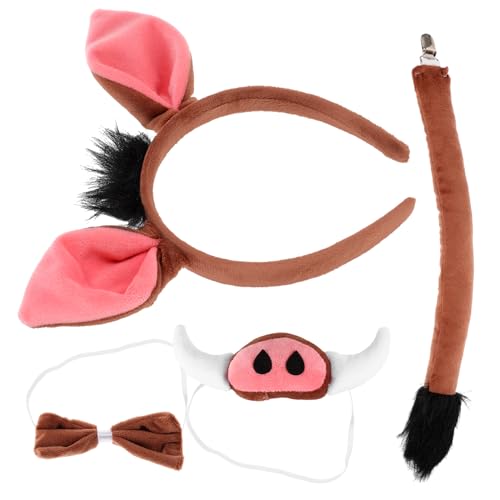 Healvian 1 Set Kostüm Cosplay Ohren Stirnband Requisite Tier Kostüm Dekorative Bowtie Gefälschte Nase von Healvian