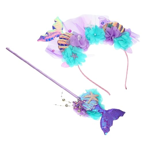 Healvian 1satz Mermaid Kopfband Und Zauberstab Glitzernde Meerjungfrau Party Accessoires Für Mädchen Für Karneval Geburtstagsfeiern Und Festliche Anlässe Teiliges von Healvian