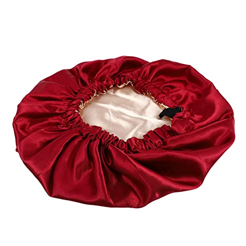 Healvian 1 Stk Nachtmütze Aus Satin Bequemer Schlafhut Exquisites Stirnband Verstellbare Schlafmütze Haarhaube Aus Satin Schlafhaube Aus Satin Damen Badehüte Rot Runde Kappe Atmungsaktiv von Healvian