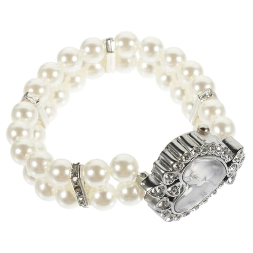 Healvian 1 Stück Armband aus Kunstperlen Damen Perlenuhr Frauen Uhren Analog Silberne Uhren Damen funkelnd dünn Armbanduhr für Damen Quarzuhr für Mädchen Legierung Weiß Healvian 1 Stück Armband aus Kunstperlen Damen Perlenuhr Frauen Uhren Analog Silberne Uhren Damen funkelnd dünn Armbanduhr für Damen Quarzuhr für Mädchen Legierung Weiß von Healvian